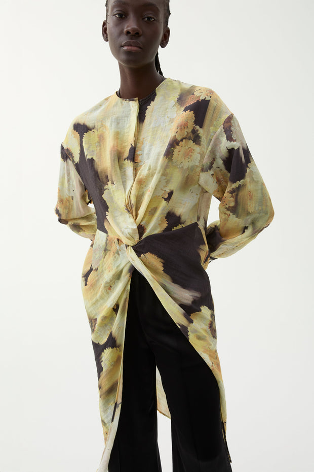 Cecilie long blurry flower blouse
